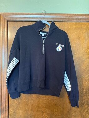 Pittsburgh Steelers Black Quarter-Zip Pullover Sweater